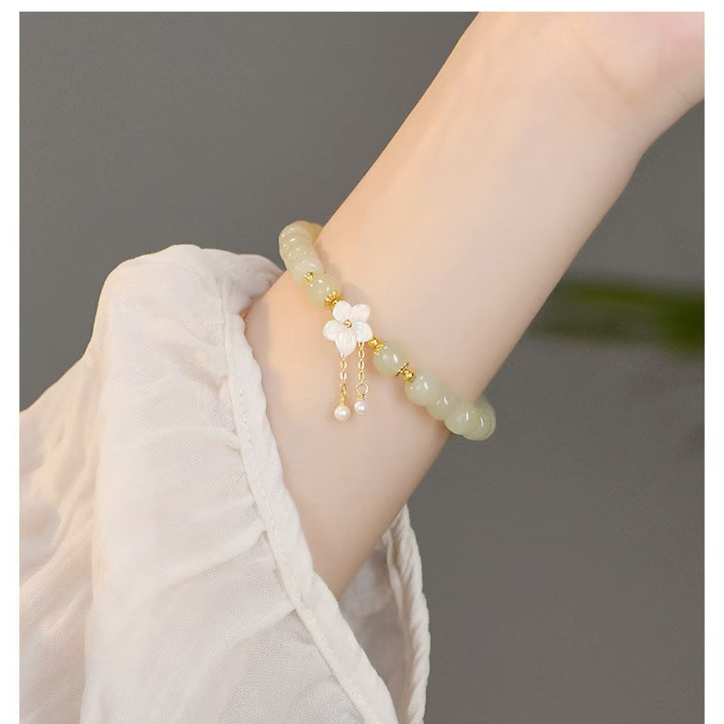 Cherry Blossom Natural Hetian Jade Bracelet