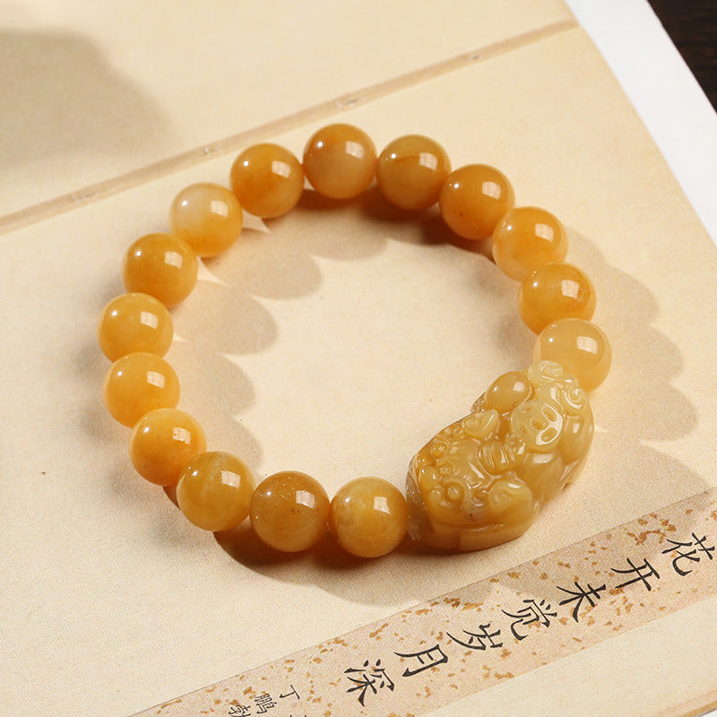 PiYao ? Natural Emerald Golden Silk Jade Bracelet