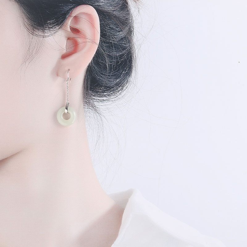 Lucky buckle • Tassel Emerald Jade stone earrings
