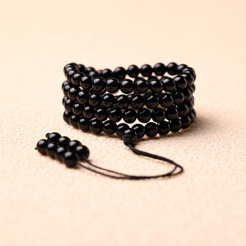 Natural Ebony 108‑Bead Mala Bracelet