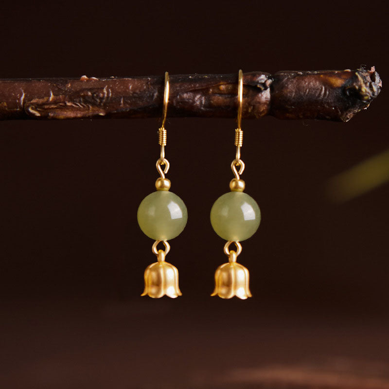 Wind Chimes • Natural Emerald Jade stone earrings