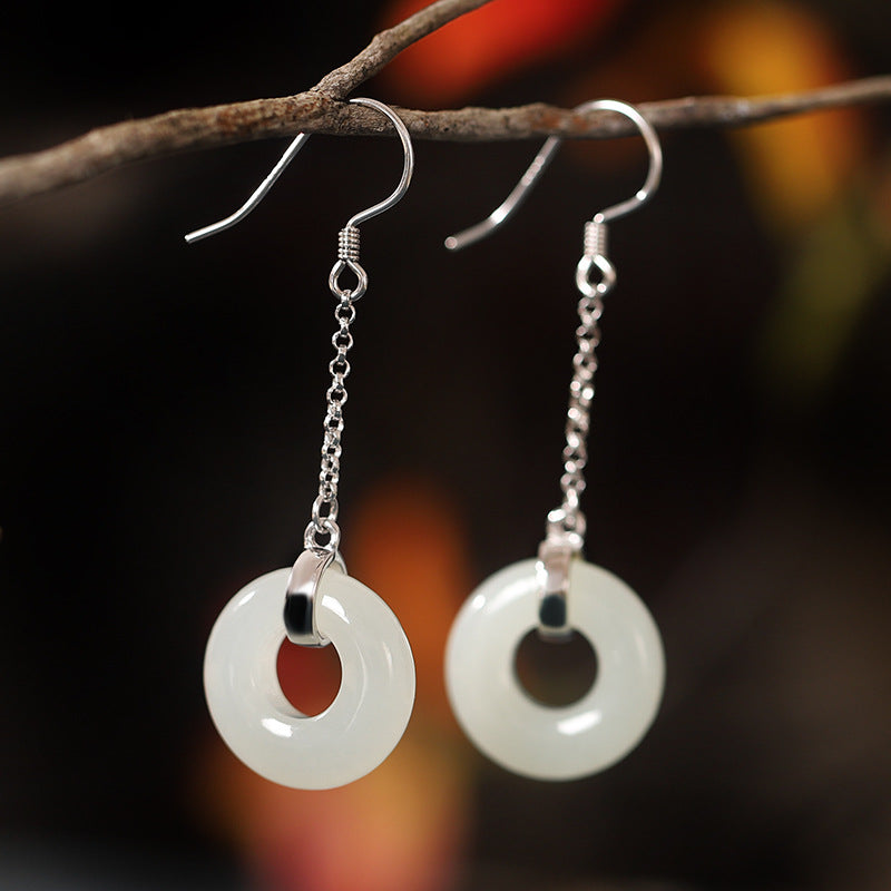 Lucky buckle • Tassel Emerald Jade stone earrings