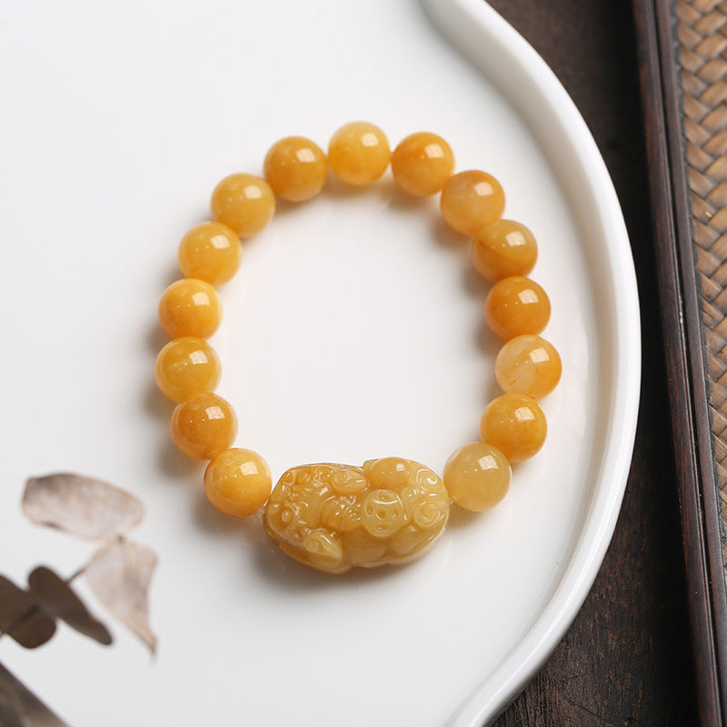 PiYao ? Natural Emerald Golden Silk Jade Bracelet
