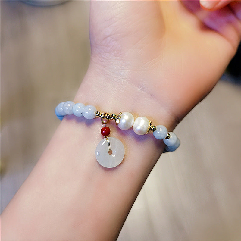 Lucky clasp ? Aquamarine agate bracelet