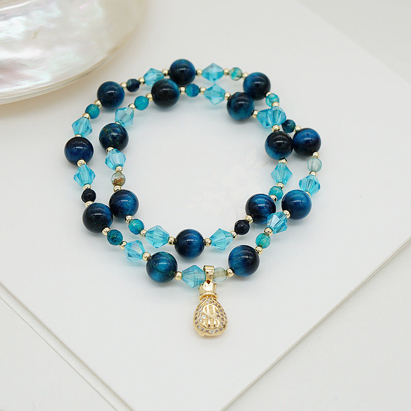 Fortune?Blue Crystal Tiger Eye Bracelet