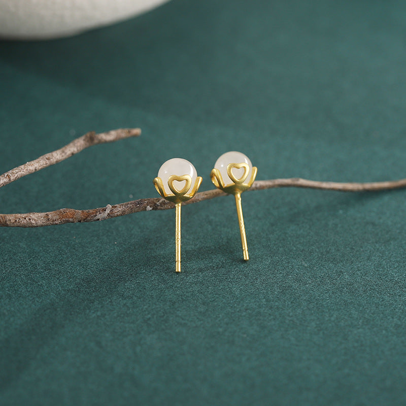 S925 Silver Hetian Jade Earrings