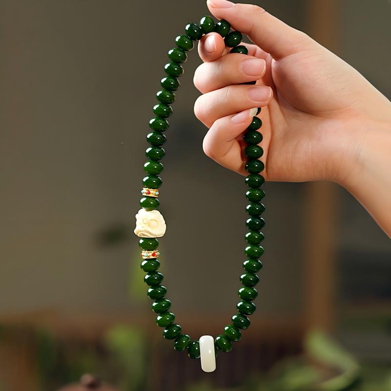 Natural Green Bodhi Double‑Loop Bracelet