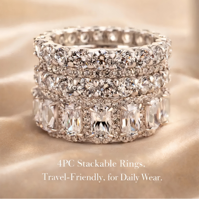 Noxlin 4 piece stacking moissanite rings