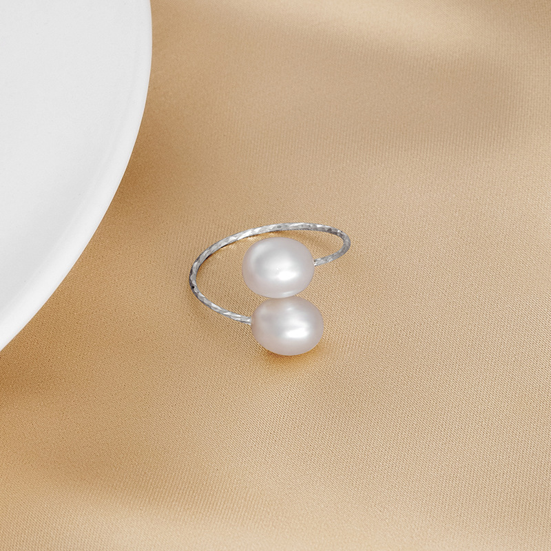 「Dew Pair」S925 Silver Freshwater Pearl Ring