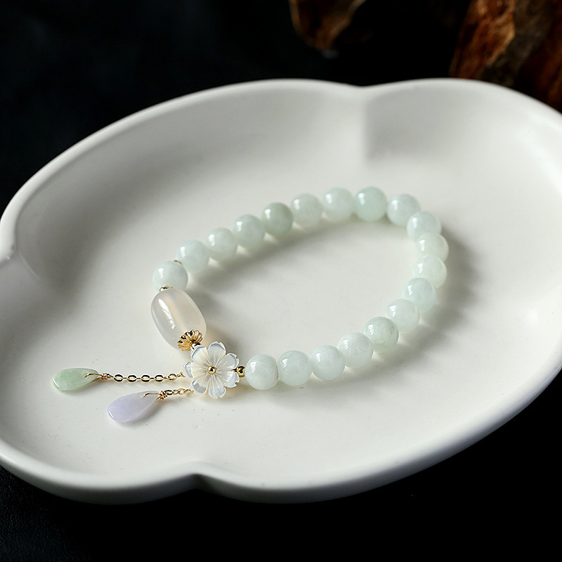 「Blossom Serenity」Natural Jade Beaded Bracelet