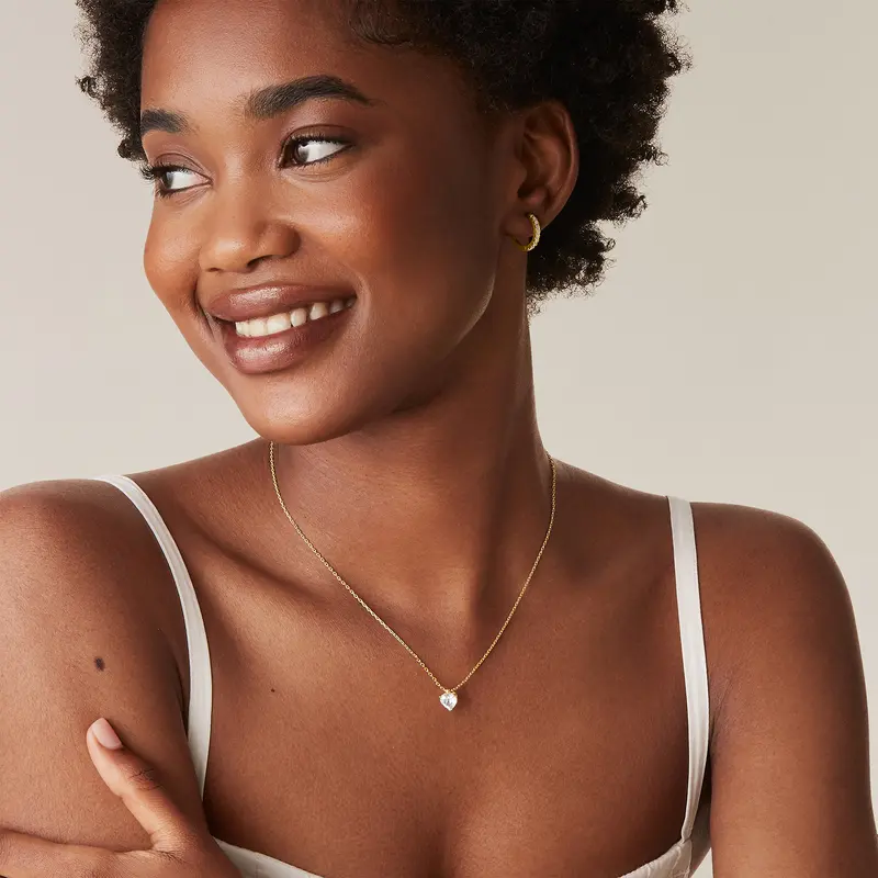 14K Gold Plated Cubic Zirconia Pendant Necklace