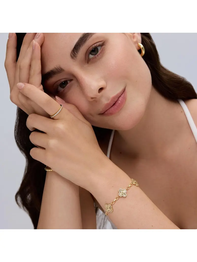 Lucky Four-Leaf Clover 14K Gold-Plated Bracelet