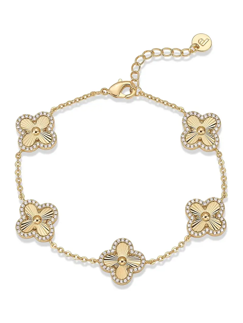 Lucky Four-Leaf Clover 14K Gold-Plated Bracelet