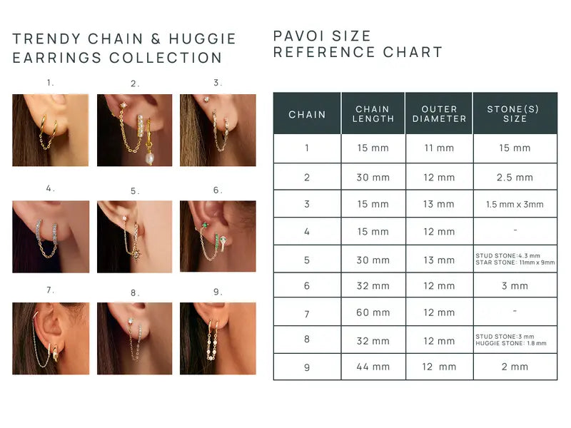 Double-piercing chain drop earrings