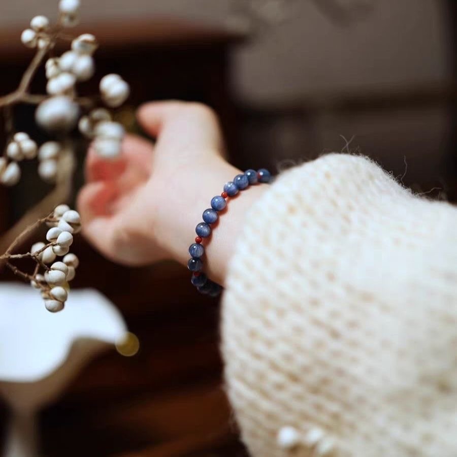 Natural Kyanite & Red Agate Bracelet