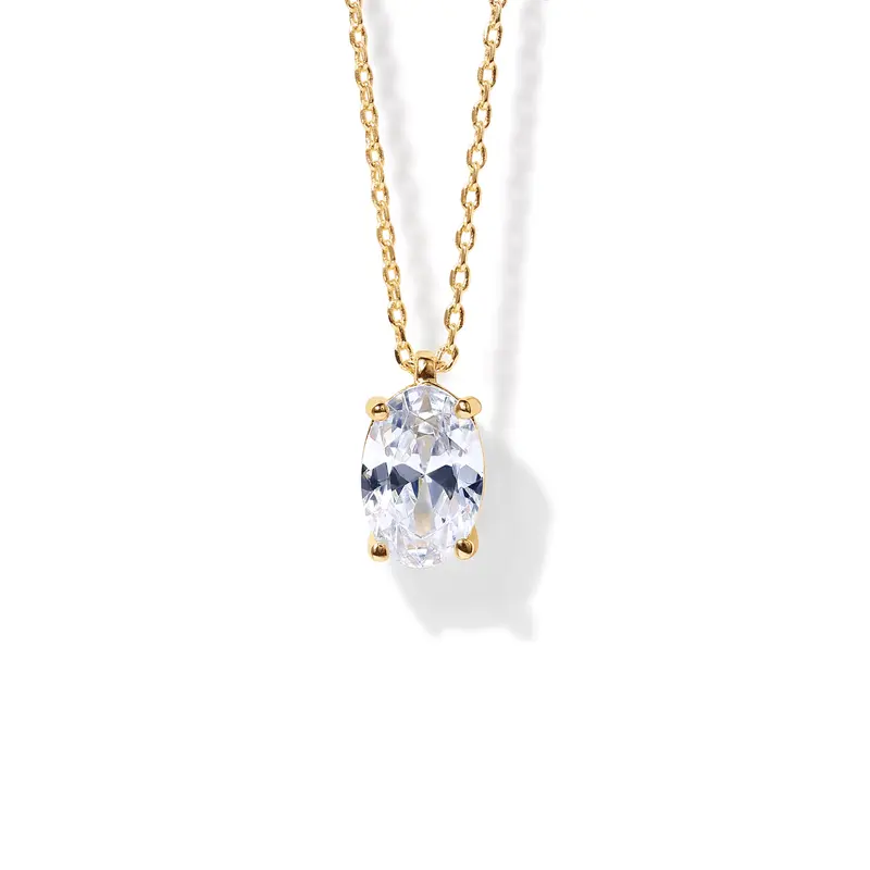 14K Gold Plated Cubic Zirconia Pendant Necklace