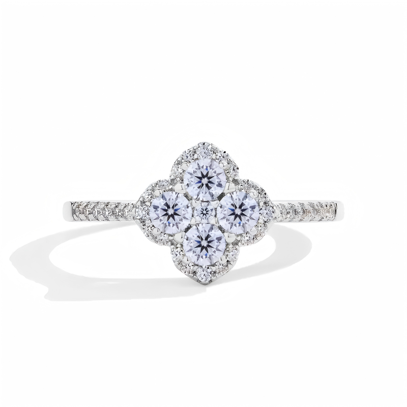 1.3-Carat Moissanite Four-Leaf Clover Ring