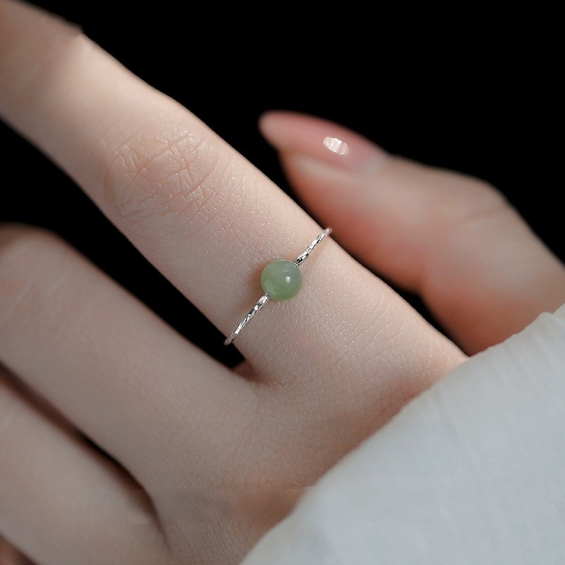 Harvest & Natural Hetian Jade Bead Ring