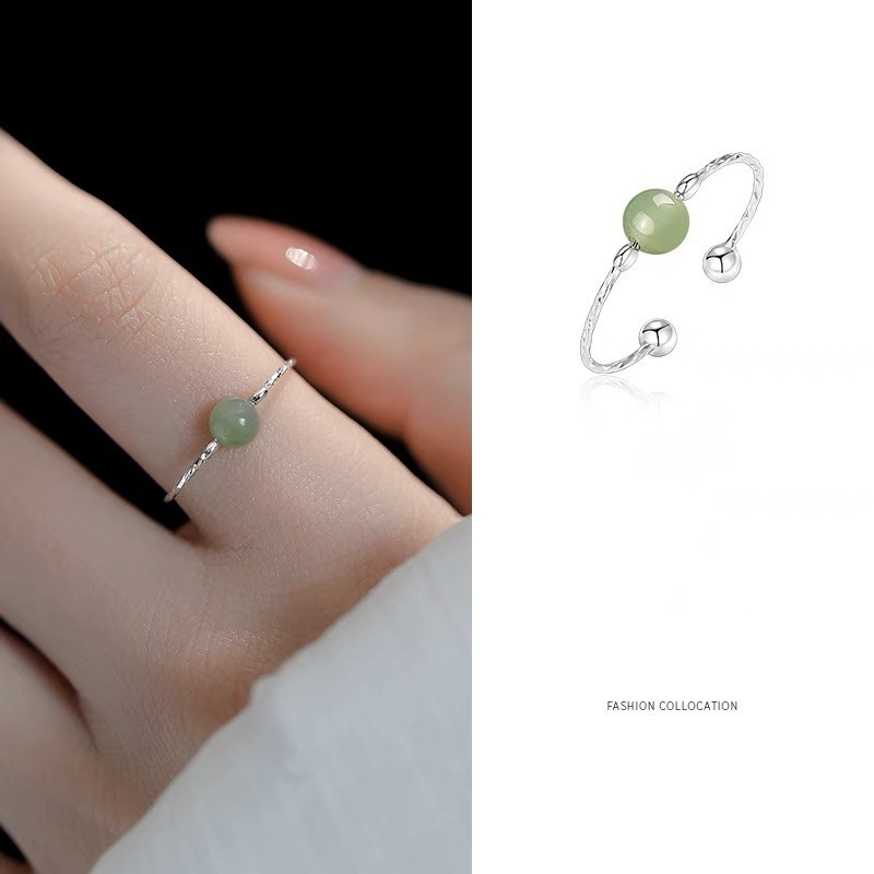 Harvest & Natural Hetian Jade Bead Ring