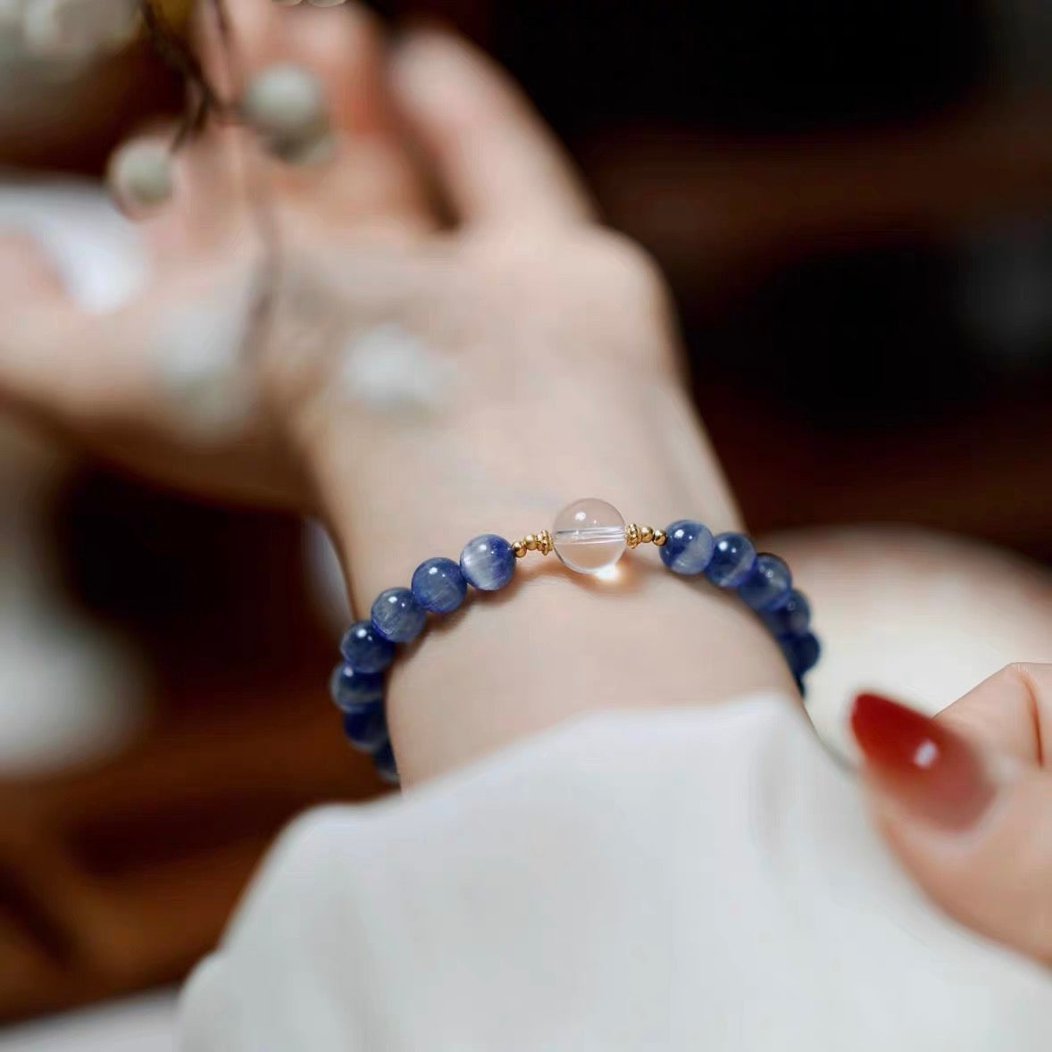 Meditation – White Crystal & Blue Crystal Bracelet