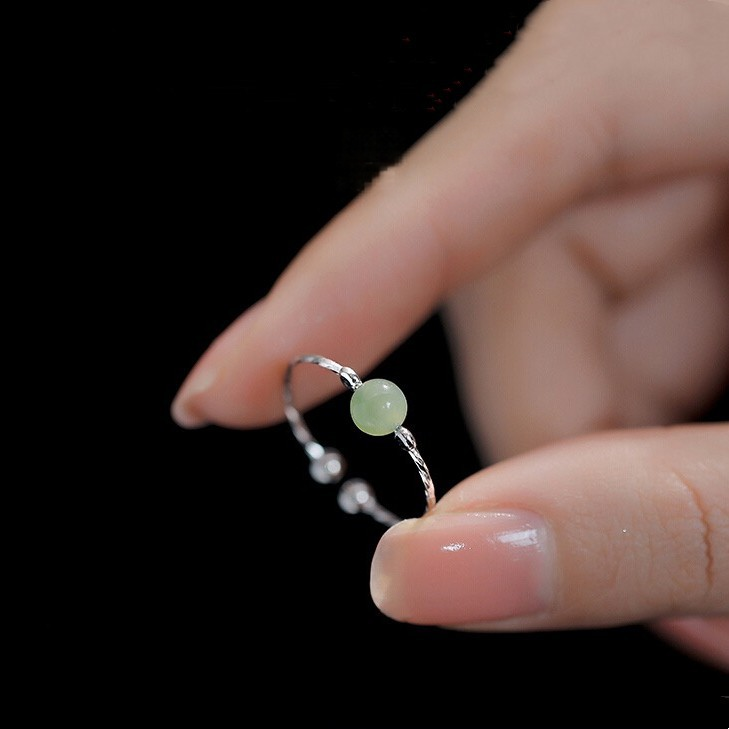 Harvest & Natural Hetian Jade Bead Ring