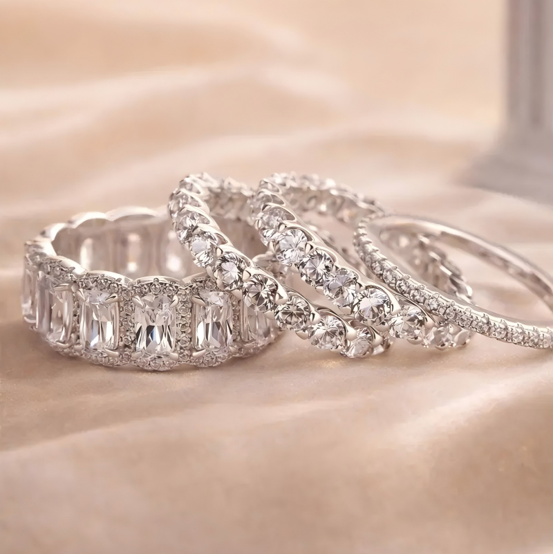 Noxlin 4 piece stacking moissanite rings