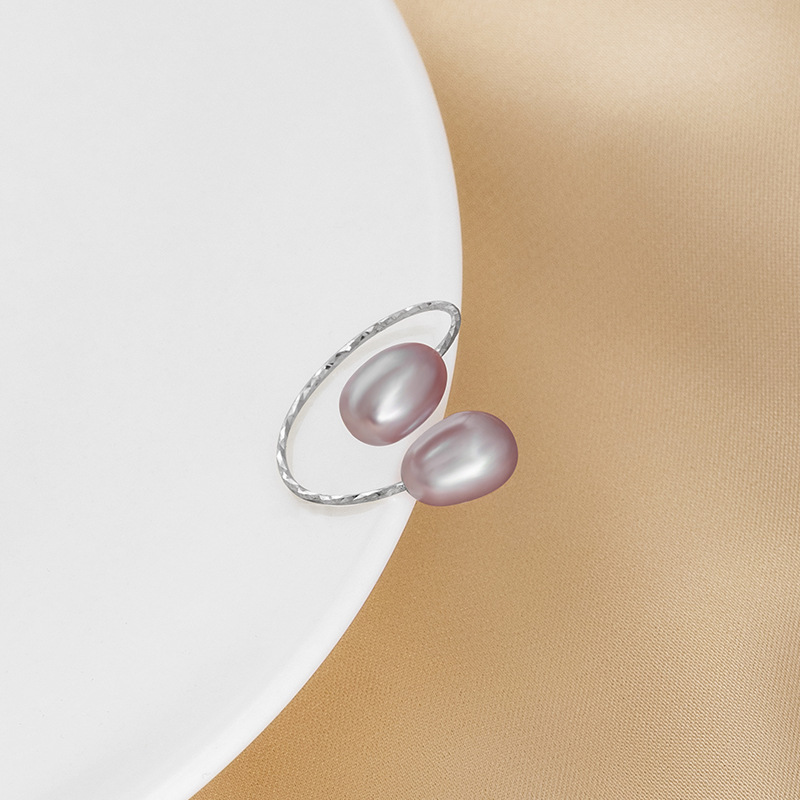 「Dew Pair」S925 Silver Freshwater Pearl Ring
