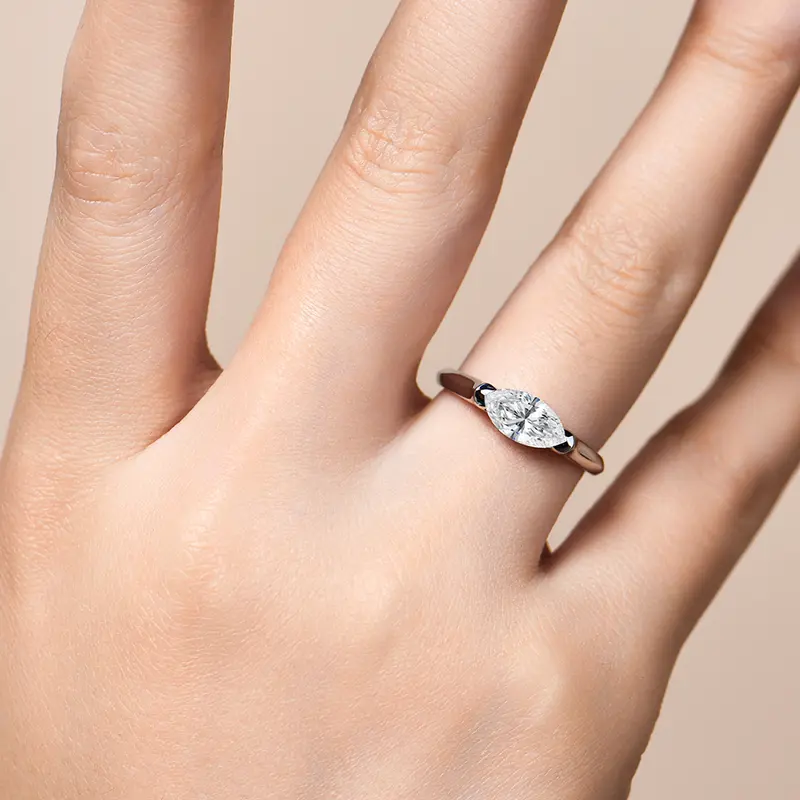 1-Ct Marquise-Cut Solitaire Synthetic Moissanite Ring