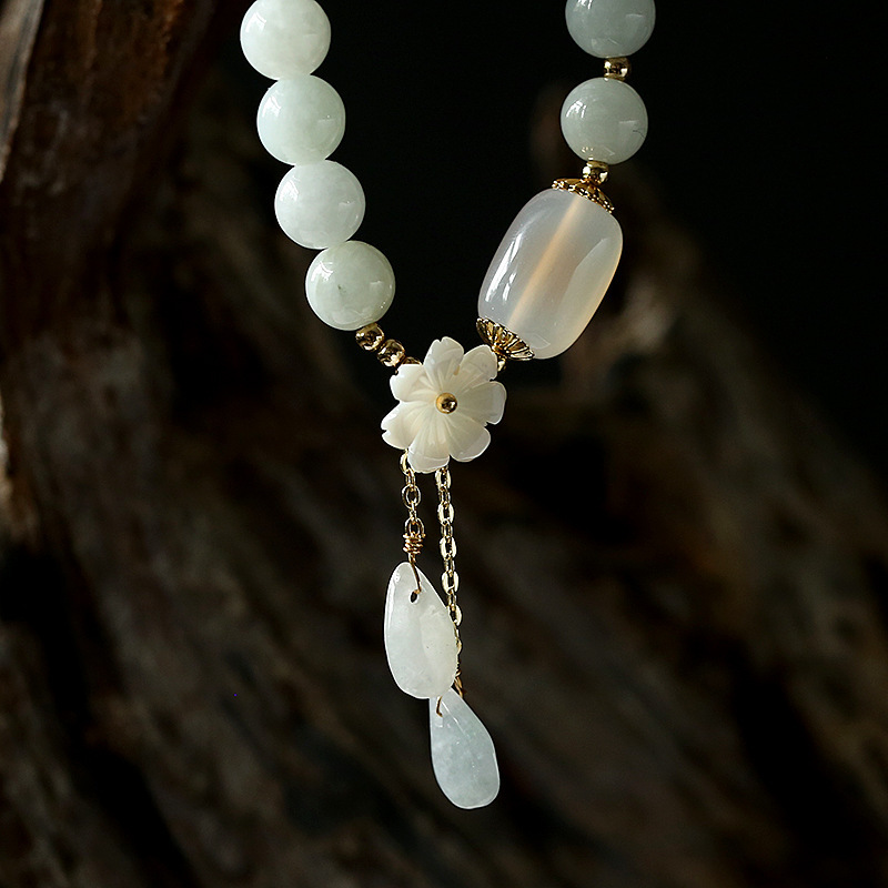 「Blossom Serenity」Natural Jade Beaded Bracelet