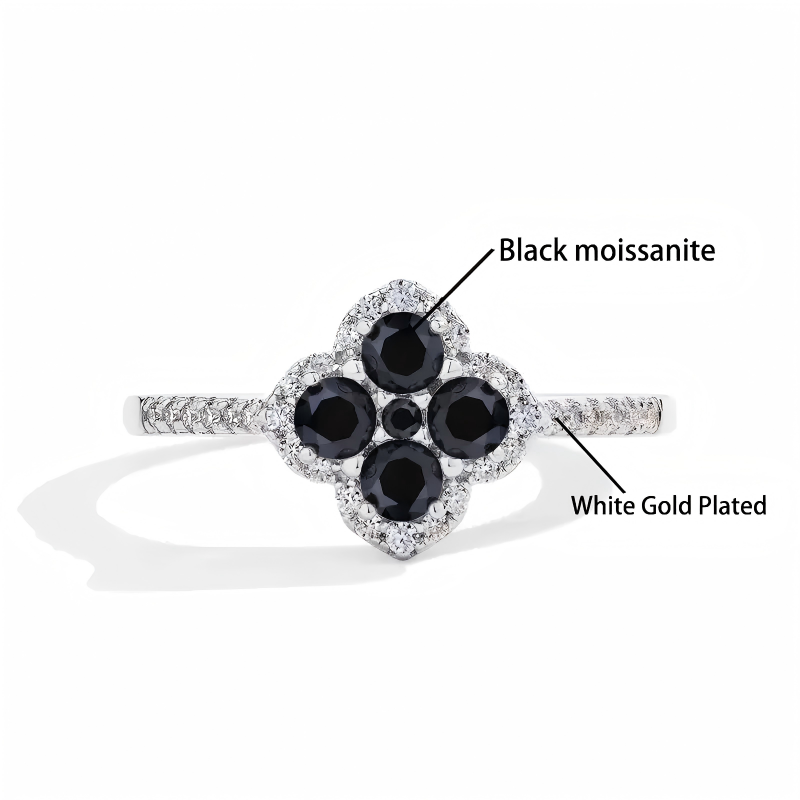 1.3-Carat Moissanite Four-Leaf Clover Ring