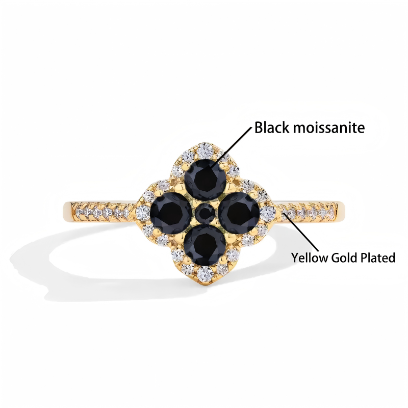 1.3-Carat Moissanite Four-Leaf Clover Ring