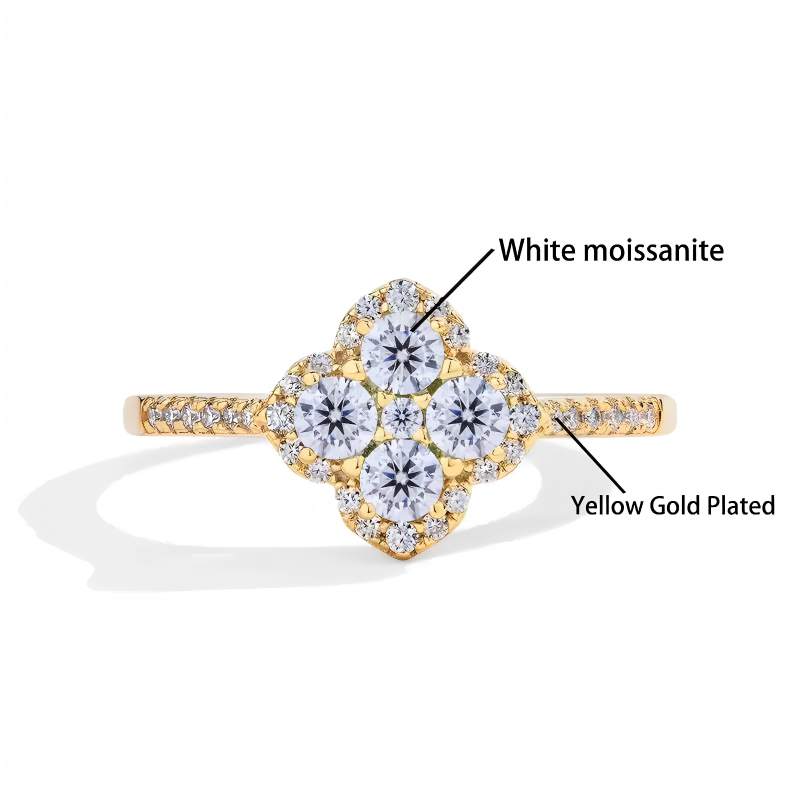 1.3-Carat Moissanite Four-Leaf Clover Ring