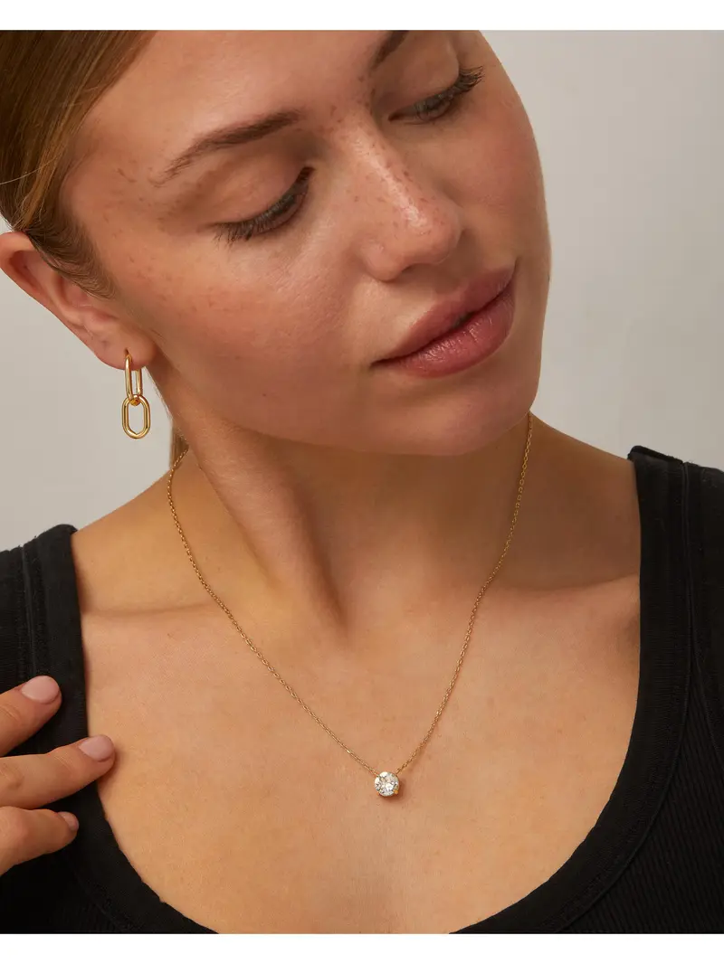 1.5-Carat Cubic Zirconia Solitaire Pendant Necklace