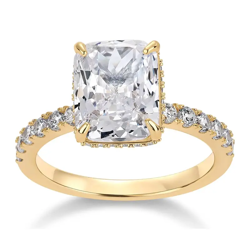 14K Gold-Plated 3.5ct Emerald Ring