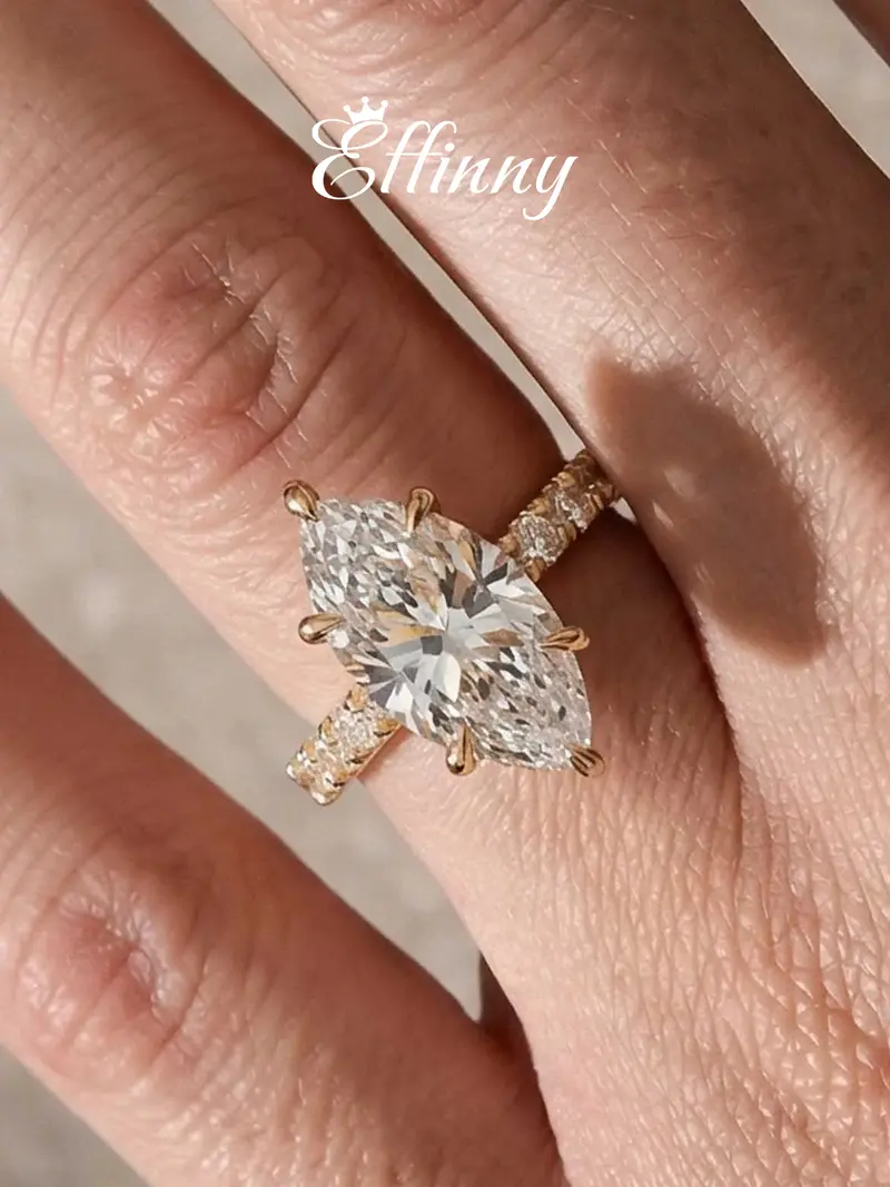 Noxlin 5.5-Carat Marquise-Cut 14K Gold-Plated Ring