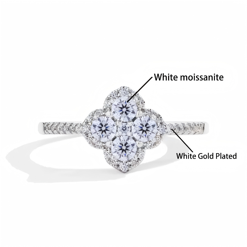 1.3-Carat Moissanite Four-Leaf Clover Ring