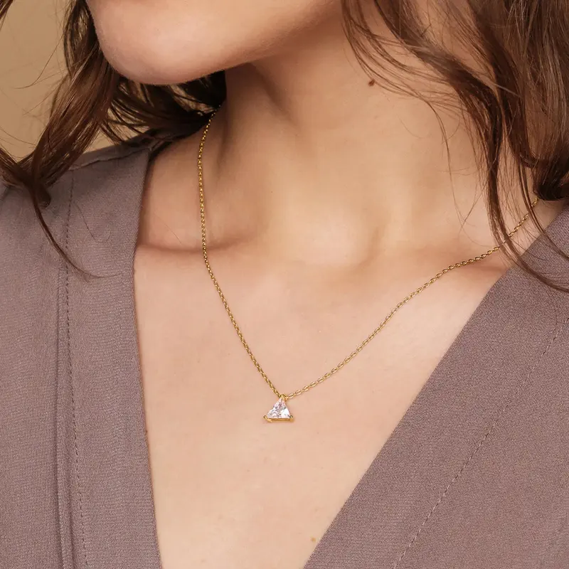 14K Gold Plated Cubic Zirconia Pendant Necklace